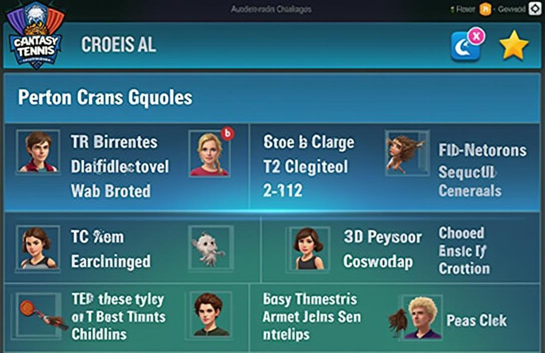 Screenshot of Fantasy Tennis League game interface