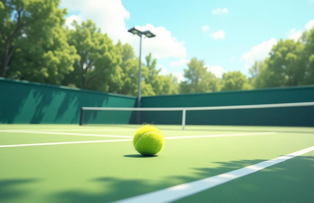 Tennis court with beginner guide text