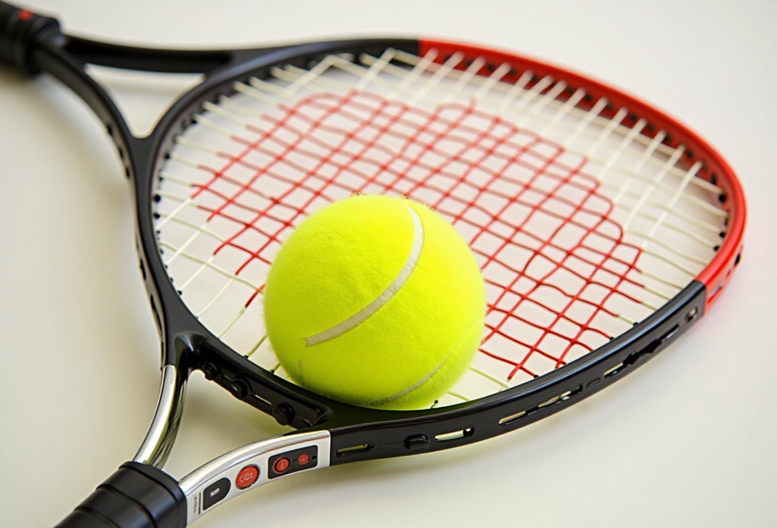 Tennis ball and racket with support text overlay